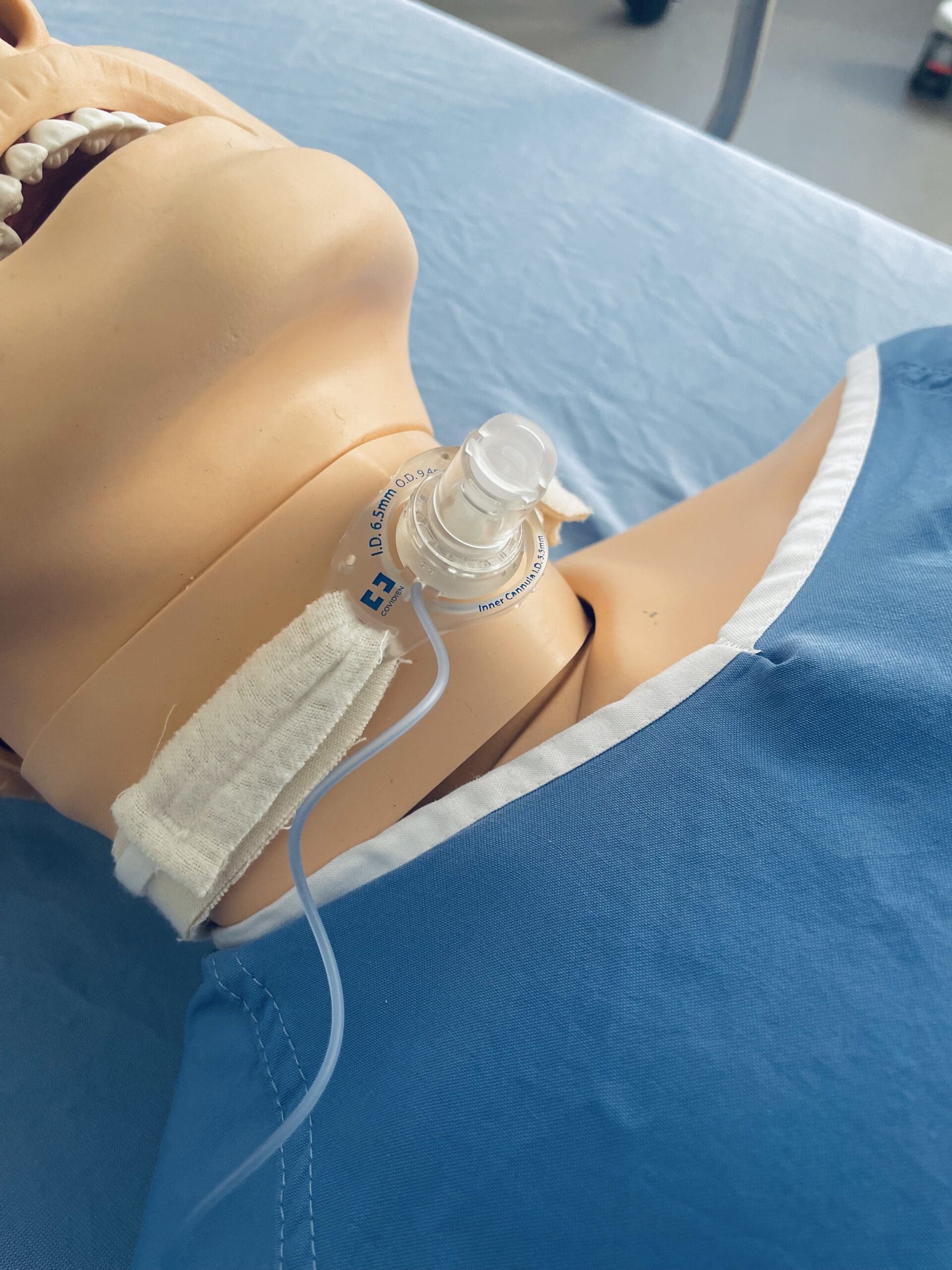Mannequin with tracheostomy.